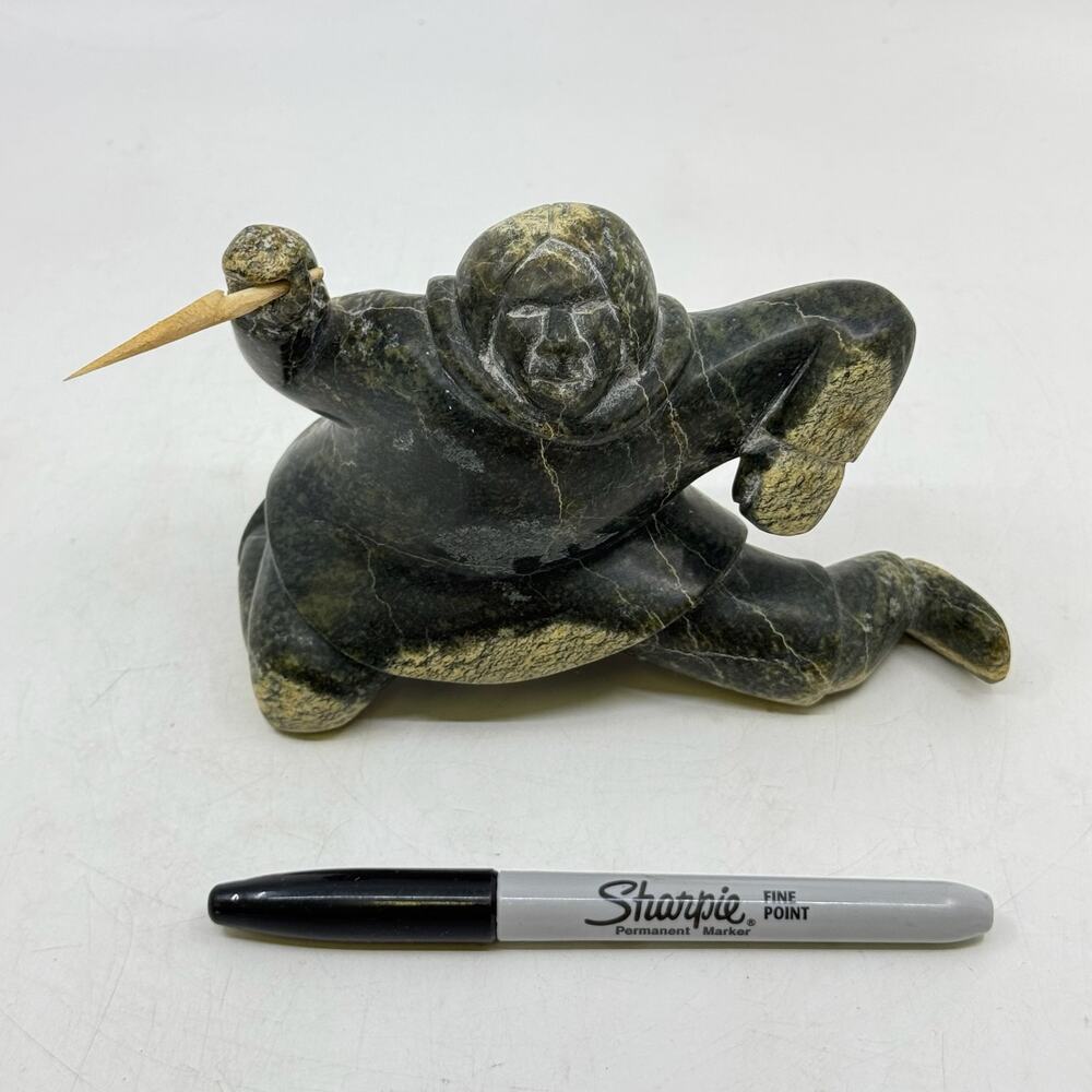 Inuit Hand Carved Hunter Sculpture by NAPATCHIE ASHOONA - Picture 9 of 9